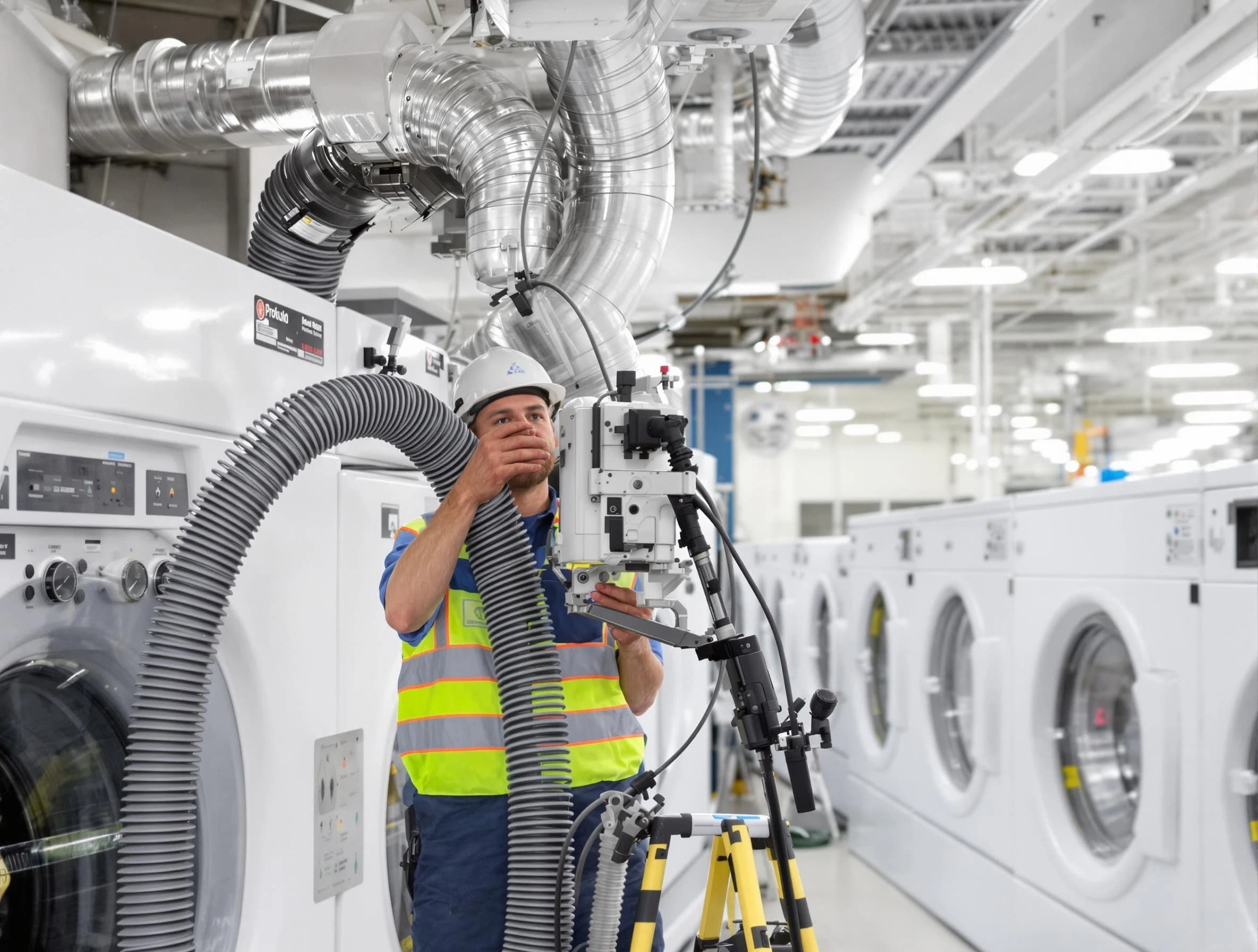 Firestone Dryer Vent Cleaning team performing commercial-grade dryer vent cleaning at a business facility in Firestone