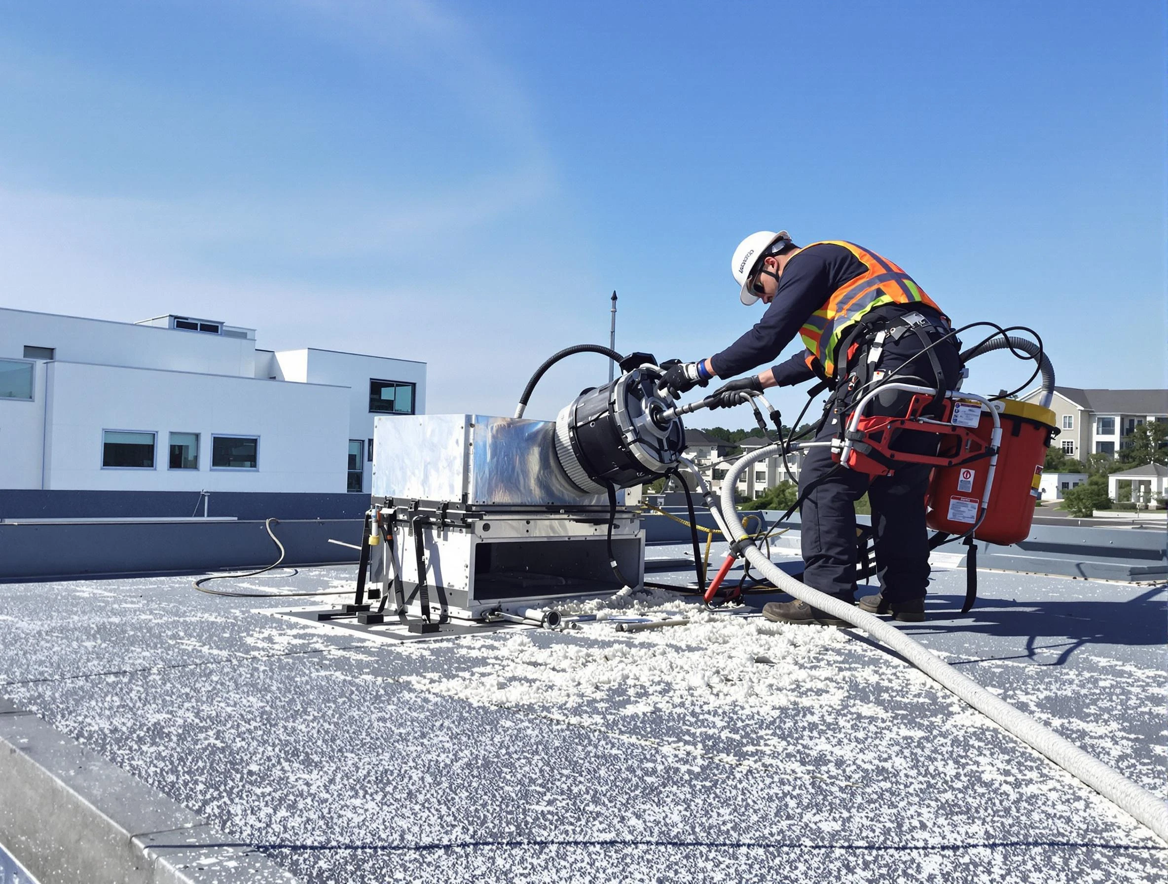 Cleaning Dryer Vent On Roof in Firestone