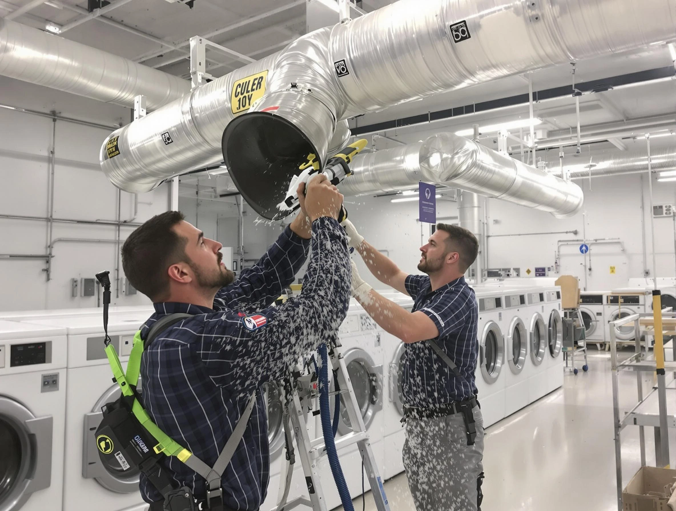 Firestone Dryer Vent Cleaning team performing large-scale commercial dryer vent cleaning in Firestone