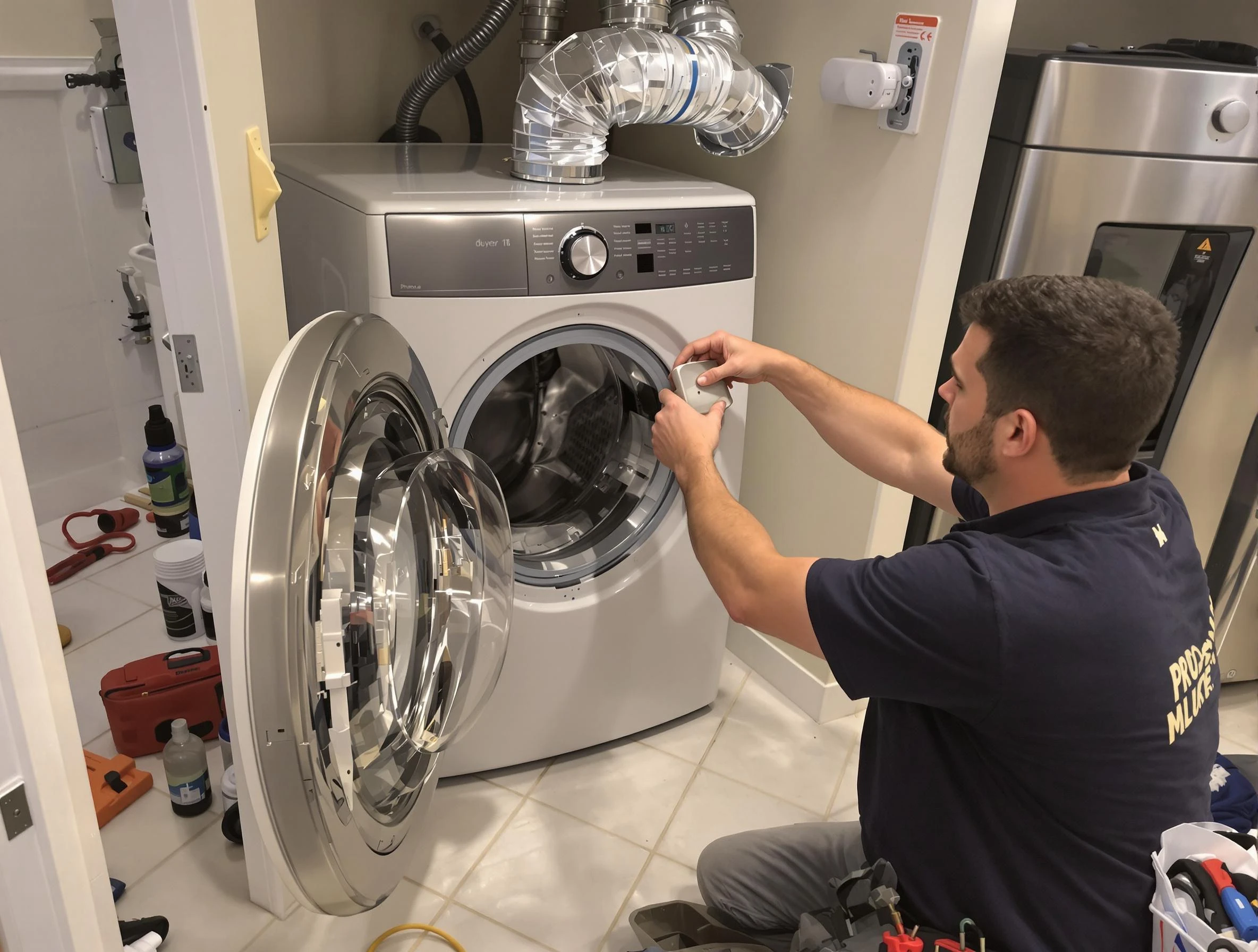 Firestone Dryer Vent Cleaning technician performing precise dryer vent hose installation in Firestone